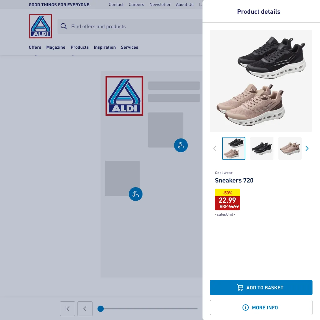 Product details in a side panel