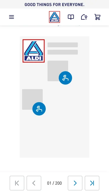 ALDI mobile leaflet with tap markers on products