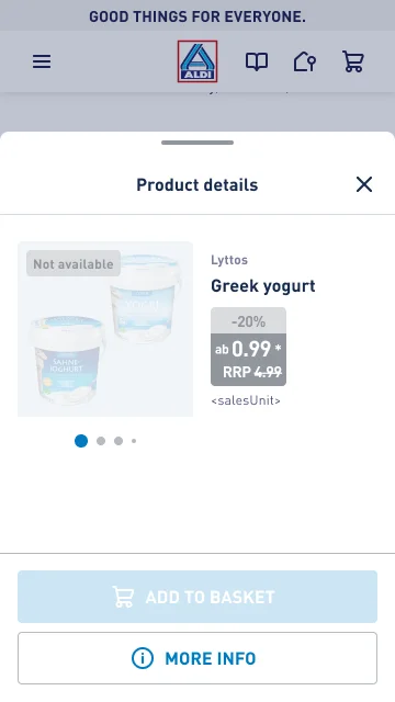 Not available state with a disabled button