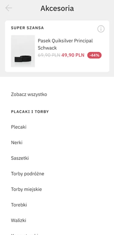 Supersklep mobile menu with Super Chance